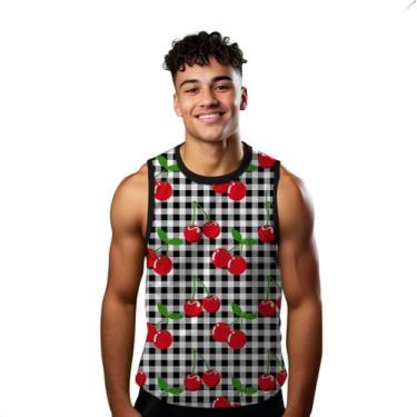Imagem de Camiseta Regata Verão Estilo Moda Praia Xadrez Cereja 886 - SMOKE, G