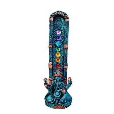 Imagem de Incensario Ganesha Deusa Hindu Verde Lavado Resina 7 chakras - Hp Deco