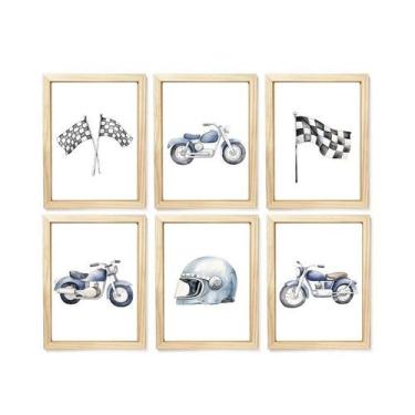 Imagem de Kit quadro infantil motocicleta decorativo quarto criança bebê menino 