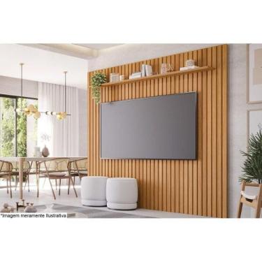 Imagem de Painel Home p/ TV até 75 Pol Maragogi Ripado c/ Prateleira 230x220cm N