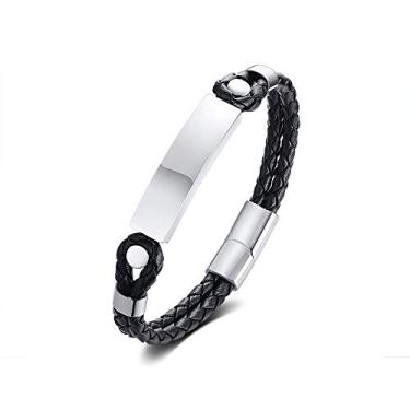 Imagem de Rockyu Marca de joias, popular, couro legítimo, titânio, hipoalergênico, masculino, placa preta, camada dupla, pulseira havaiana, presente de volta às aulas, Titânio