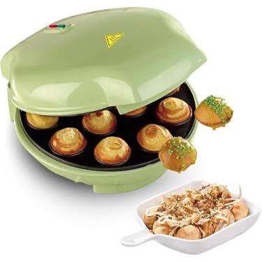 Imagem de Fabricante de Takoyaki - Máquina elétrica multifuncional de café da manhã, revestimento antiaderente, panela Takoyaki de 12 furos com luz indicadora para panqueca de bola