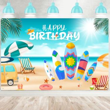 Imagem de Prancha de surf havaiana praia feliz aniversário fotografia verão piscina tema surf decoração para pessoas festa de aniversário banner decorações suprimentos