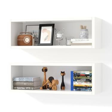 Imagem de Kaboon Conjunto de 2 armários flutuantes de 61 cm, prateleiras flutuantes montadas na parede, prateleiras decorativas para cozinha, sala de estar, escritório, branco