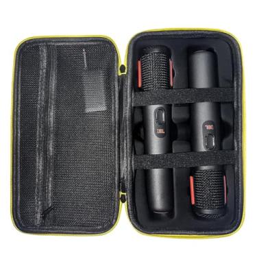 Imagem de YOTESO Capa de microfone sem fio projetada para microfone JBL PartyBox sem fio, bolsa de viagem de microfone duplo portátil para capa de microfone JBL - preta (apenas caixa)