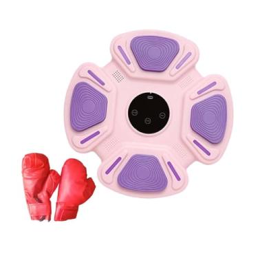 Imagem de Dynwave Equipamento de máquina de boxe, alvo de parede, altura ajustável, almofada de treinamento, treinador de boxe musical para treino interno, fitness, Roxo com Luvas