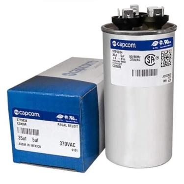 Imagem de Genteq Capacitor C3355R Dual Run Round 35/5 Uf Mfd 370V Vac 97F9834 (Substituir Ge Antigo # Z97F9834) 35 e 5 Mfd Em 370V