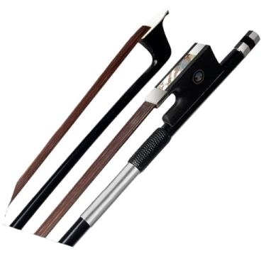 Imagem de 4/4 3/4 1/2 1/4 1/8 tamanho violino fibra de carbono arco violino arco marrom mongol cavalo cabelo ébano sapo acessórios Arco violino prático(4-4)