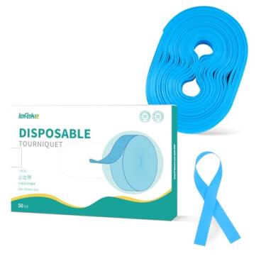 Imagem de lefeke Torniquete Médico para Coleta de Sangue Descartável Tpe, 14 Polegadas de Comprimento, Pacote com 50 Unidades, Portátil, Elástico, Sem Látex