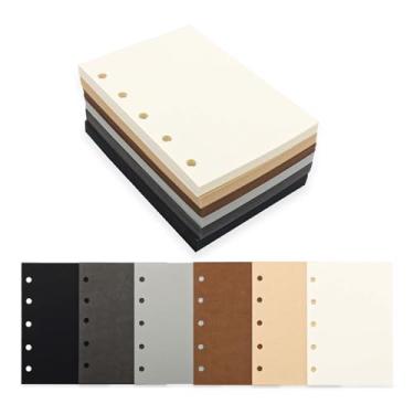 Imagem de Mogoostry Refil de papel A8 em branco 6 cores para 5 anéis, fichário A8, inserções de 5 furos, refis de papel para notas em branco, 300 folhas/600 páginas, papel de folha solta