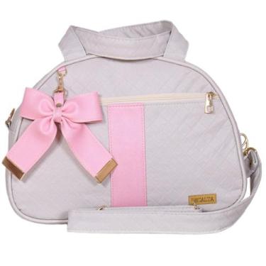 Imagem de Bolsa Maternidade Laço Luxo Off White e Rosa - Decalta