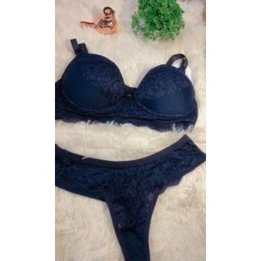 Imagem de Conjunto de lingerie floral com aros de renda - gb moda