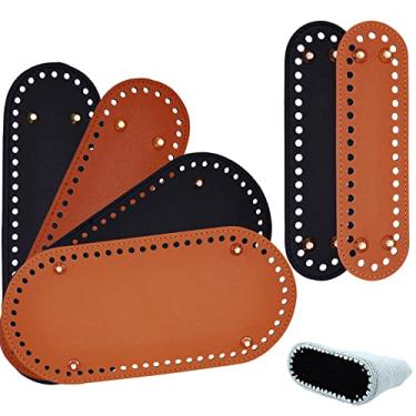 Imagem de PH PandaHall 6 peças de fundo de bolsa para crochê, 3 tamanhos inferior oval de couro modelador para bolsas base de almofada com furos para bolsa de crochê faça você mesmo, bolsas de ombro,