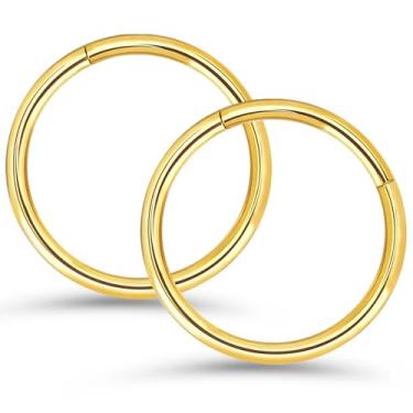 Imagem de Anéis de nariz articulados de aço cirúrgico 316l argola 20G 18G 16G diâmetro da argola de nariz 6 mm 7 mm 8 mm 9 mm 10 mm 12 mm anel de septo cartilagem brincos hélice tragus conch daith Rook piercing de nariz joias dourado-prata-preto, Aço inoxidável, Sem pedras preciosas