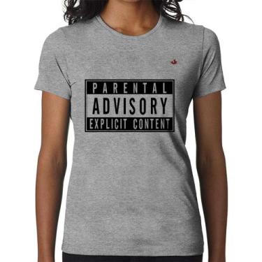 Imagem de Baby Look Parental Advisory: Explicit Content - Foca na Moda, Cinza, M