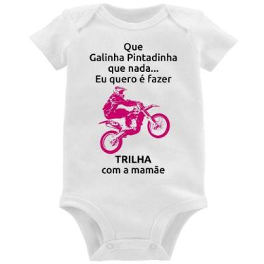 Imagem de Body Bebê Trilha com a mamãe (moto rosa) - Foca na Moda, Branco, GG