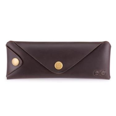 Imagem de Estojo De Lápis Couro Legítimo Porta Caneta Profissional (marrom escuro)