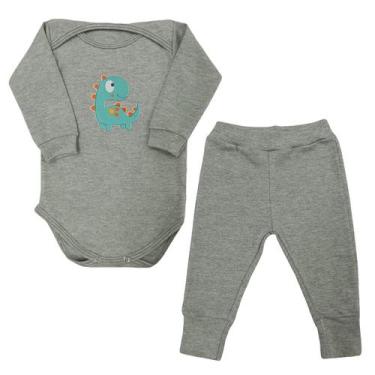 Imagem de Conjunto Body Bebê Dinossauro Manga Longa + Calça - Mellane Baby, PP, 