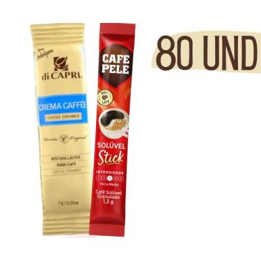Imagem de Leite em Pó Crema Caffe Di Capri + Café Soluvel Pelé - 80 sachês