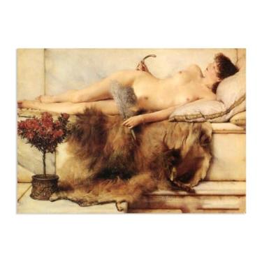 Imagem de MOBYAT Pôster In the Tepidarium por Lawrence Alma Tadema Prints, reprodução de pintura a óleo, impressão giclée em tela, arte de parede pronta para pendurar para decoração de quarto de casa. 85 x 60