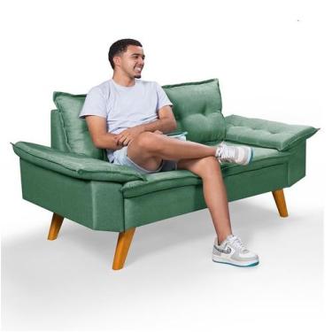 Imagem de Sofá Namoradeira Bariloche 2 Lugares em Linho  - Essencial Estofados, 