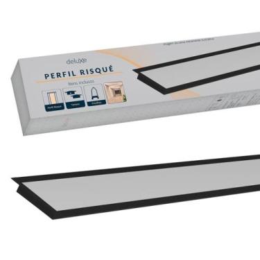 Imagem de Perfil Led Barra Risque Plane 65x10mm 2 Metros Embutir Preto Em Alumin