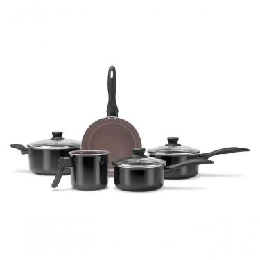 Imagem de Conjunto De Panelas 5 Peças, Preto, Com Antiaderente Ceramic Life Linha Easy Brinox Preto Brinox