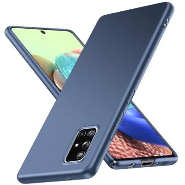 Imagem de JUNAUTTB Capa para Samsung Galaxy A71 5G ultrafina fosca PC capa protetora rígida, com proteção para lente de câmera, capa de telefone simples durável slim fit 6,7 polegadas azul JUS13-25