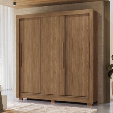 Imagem de Guarda-roupa 3 Portas Correr 2 Gavetas Maringá Jatoba