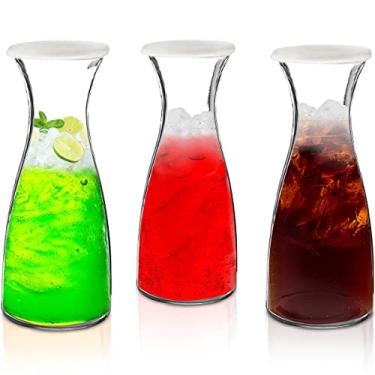 Imagem de Conjunto de 3 garrafas de vidro – jarras de 1 litro para festa – jarros de 25 cm de altura – garrafas de água ou leite