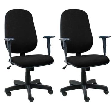 Imagem de Kit 2 Cadeiras de Escritório Presidente Giratória Ergonômica, Braços Reguláveis e Revestimento Preto – Conforto e Estilo para Escritório e Home Office - Escritex