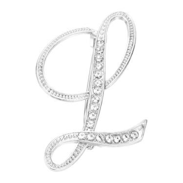 Imagem de PATIKIL Broche de letra, letra inicial l broches de strass metal cristal alfabeto A-Z broche de lapela para mulheres joias presente terno roupas chapéu vestido casaco artesanato, tom prata, length