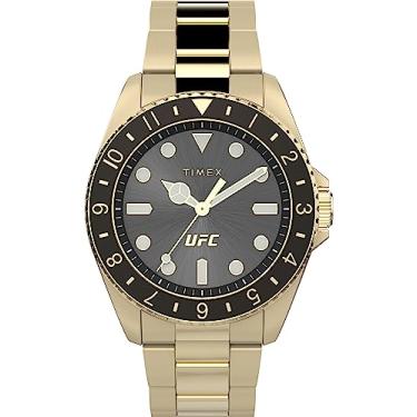 Imagem de Timex Relógio masculino UFC Debut 42 mm - Pulseira dourada com mostrador preto e caixa dourada, Dourado