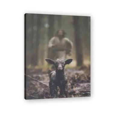 Imagem de Save The Lost Lambs On Rainy Days Jesus Wall Art Life Child Of God Pôster Católico Cristão Lorde Pintura Religiosa Bíblia Imagem para Sala de Estar Igreja Pinturas Modernas Arte Decorativa 105 x 80 cm
