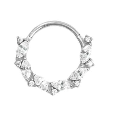 Imagem de Lantine Anel de septo de videira joia de septo de ouro 16G Daith Piercing Jewelry CZ 316 Aço cirúrgico segmento articulado cartilagem argola brincos para Daith, Tragus, Rook Piercing Jewelry 8-10 mm
