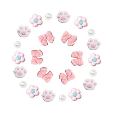 Imagem de CIKKITZ 24 peças de pingentes de flores para sandálias de tamanco, laço, pata, pingentes de pérolas, acessórios para meninas, pingentes de decoração de sapatos DIY para mulheres, lembrancinhas de