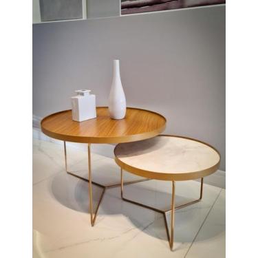 Imagem de Conjunto de Mesas de Centro e Sala Giorno Ferro Dourado 70 e 50 Indust