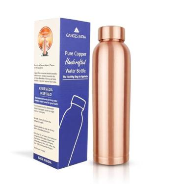 Imagem de Gangesindia® Garrafa de água de cobre puro, design moderno, acabamento fosco (1 litro/963 g) Vaso feito à mão para benefícios de saúde Ayuveda
