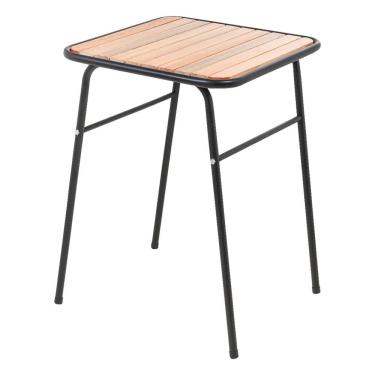 Imagem de Mesa Preta Pequena para Cozinha de Apartamento Tampo Madeira