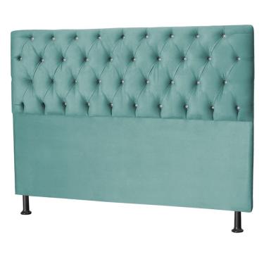 Imagem de Cabeceira Estofada Queen 160 Cm Juliete Suede Azul Tiffany