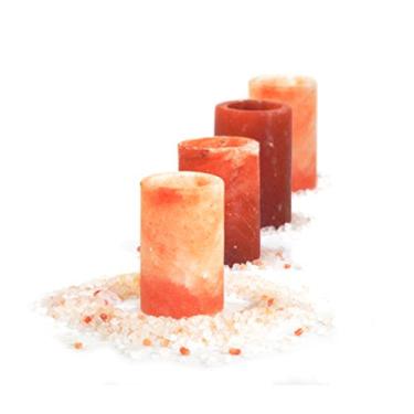 Imagem de Copos de shot de sal do Himalaia – Conjunto de 4 | Copos de dose de tequila de sal rosa natural esculpidos à mão | Presente exclusivo para entretenimento