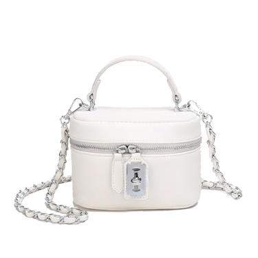 Imagem de YXBQueen Bolsa tiracolo feminina pequena com alça superior bolsa de ombro designer bolsa tiracolo de couro de luxo, Branco, Small