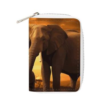 Imagem de NTVOWPZO Carteira masculina com suporte de cartão de crédito macio para cartão de visita, capa de elefante com zíper