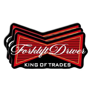 Imagem de (Pacote com 3) Adesivo de motorista de empilhadeira King of Trades Decalque à prova d'água de vinil para trabalhador de armazém, equipamento pesado, operador, equipe logística, capacete, caixa de