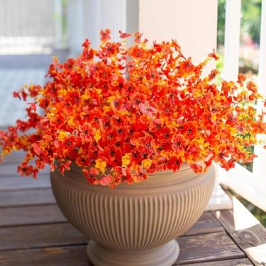 Imagem de HDZWBNFY Flores artificiais ao ar livre, 16 pacotes de flores falsas resistentes a UV para decoração de ambientes internos e externos, caixa de janela, vaso suspenso para varanda de casa, flores