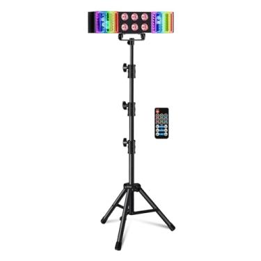 Imagem de Telbum Dj Luzes Com Suporte Rgbw Led Derby Par Light Set Controle Remoto Para Festas Ativadas Por Som Disco Pirty Palco Show Bar Clube Banda Casamento