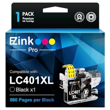 Imagem de E-Z Ink Pro Cartuchos de tinta preta LC401 XL compatíveis com Brother LC401XL Preto LC401XL BK LC401BK LC401 Cartuchos de tinta para impressora Brother MFC-J1010DW MFC-J1012DW MFC-J1170DW (pacote com