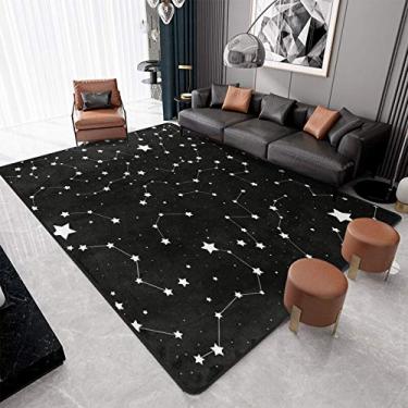 Imagem de 9CH Tapete de área Magic Constellation 1,5 m x 18 cm - Tapete espacial preto e branco com estrela antiderrapante para quarto, sala de jantar, dormitório, sala de estar, decoração de casa
