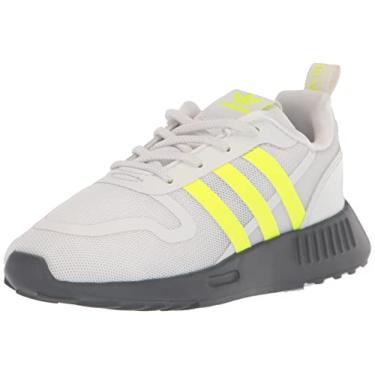 Imagem de adidas Originals Tênis infantil unissex Smooth Runner, Cristal branco/amarelo solar/cinza cinco, 6 Big Kid