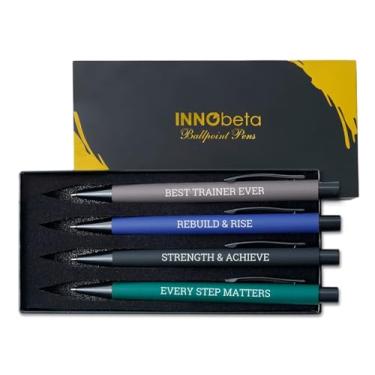 Imagem de InnoBeta Presentes de treinamento atlético para mulheres - pacote com 4 canetas esferográficas premium para treinadores, profissionais de fitness e amantes de academia – escrita suave, design durável
